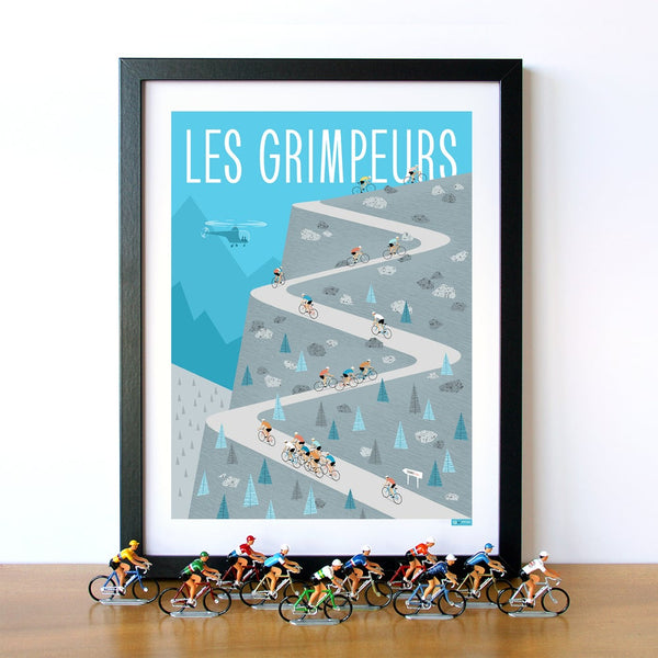 Climbers Cycling Print, 30 x 40cm framed
