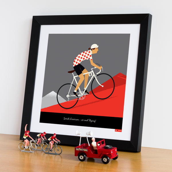 Queen of the Mountains personalised cycling print with medium skin tone option.
