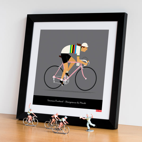 Female personalised rainbow jersey cycling print with medium skin tone option.
