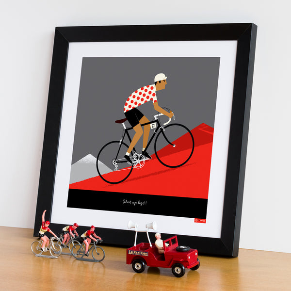 Personalised King of the Mountains Cycling Print with tan skin tone option