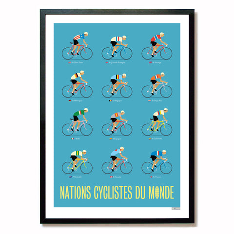 Bicycle Poster, size A2, shown in a black frame