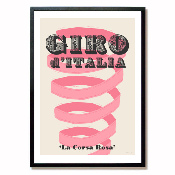Giro d'Italia Cycling Art Print Framed on Wall