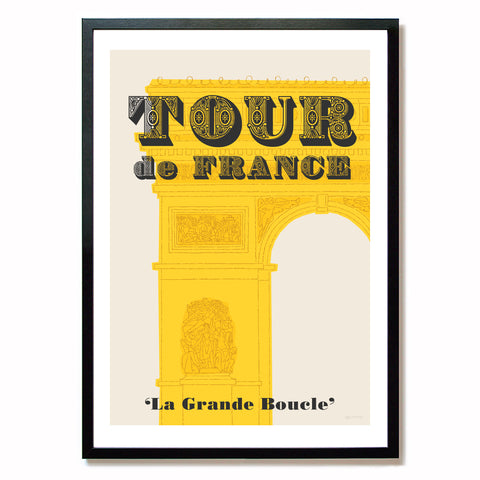 Tour de France Cycling Print, A2, Framed on Wall