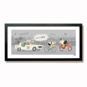 Time Trial Personalised Cycling Print, shown in a black frame
