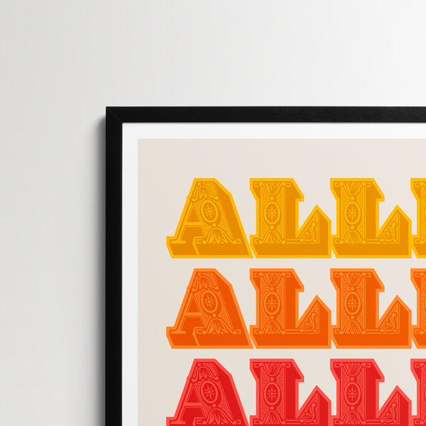 Allez! Cycling Print, close up detail of lettering