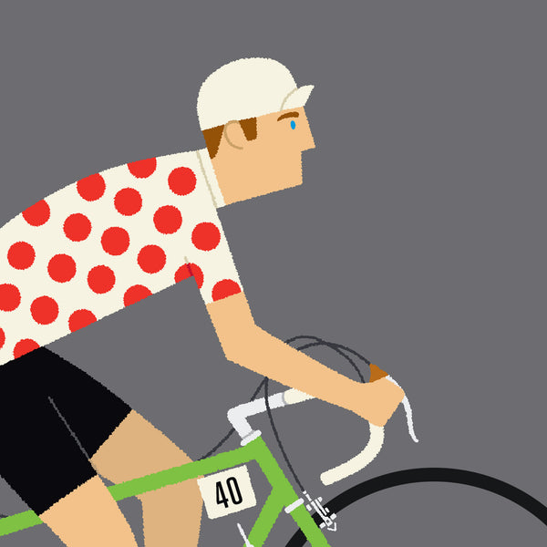 Detail of 'King of the Mountains' personalised cycling print, showing fair skin tone option