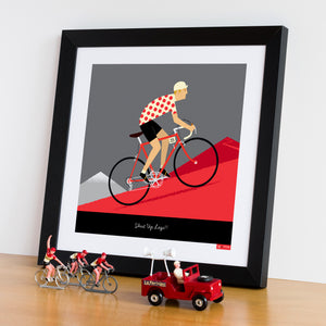 personalised king of the mountains cycling print, with red bike colour option
