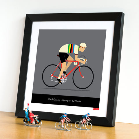 Personalised cycling print, rainbow jersey with red bike colour option