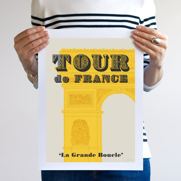 Tour de France poster, in yellow and black, unframed
