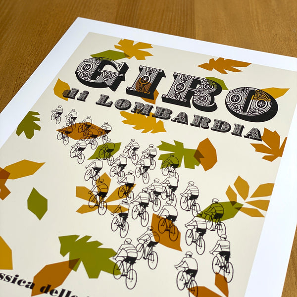 Close up Detail of Giro di Lombardia Cycling Art Print Illustration