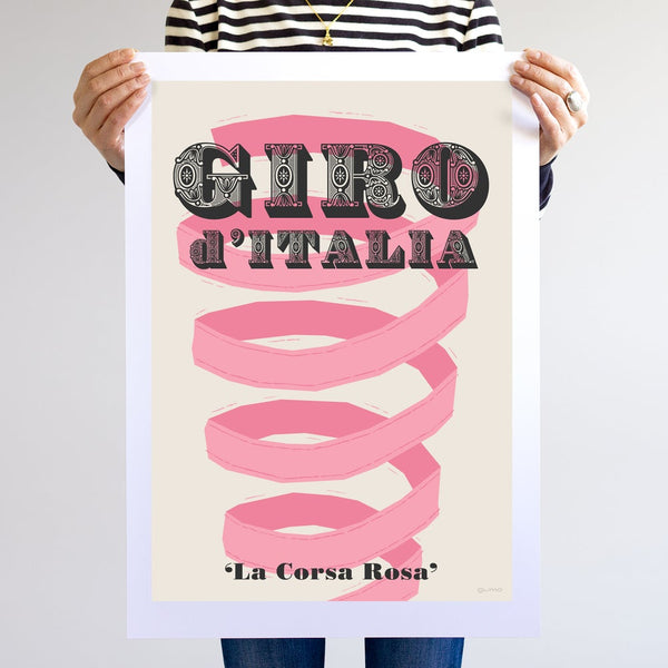 Giro d'Italia poster, in pink and black, size A2 unframed