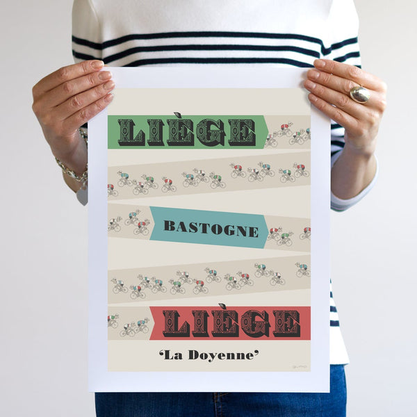 Liege-Bastogne-Liege Cycling Print, A3, Hand-Held and Unframed