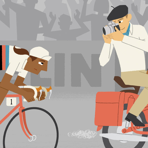 Detail of 'Personalised Female Cycling Print, Time Trial', with dark skin option