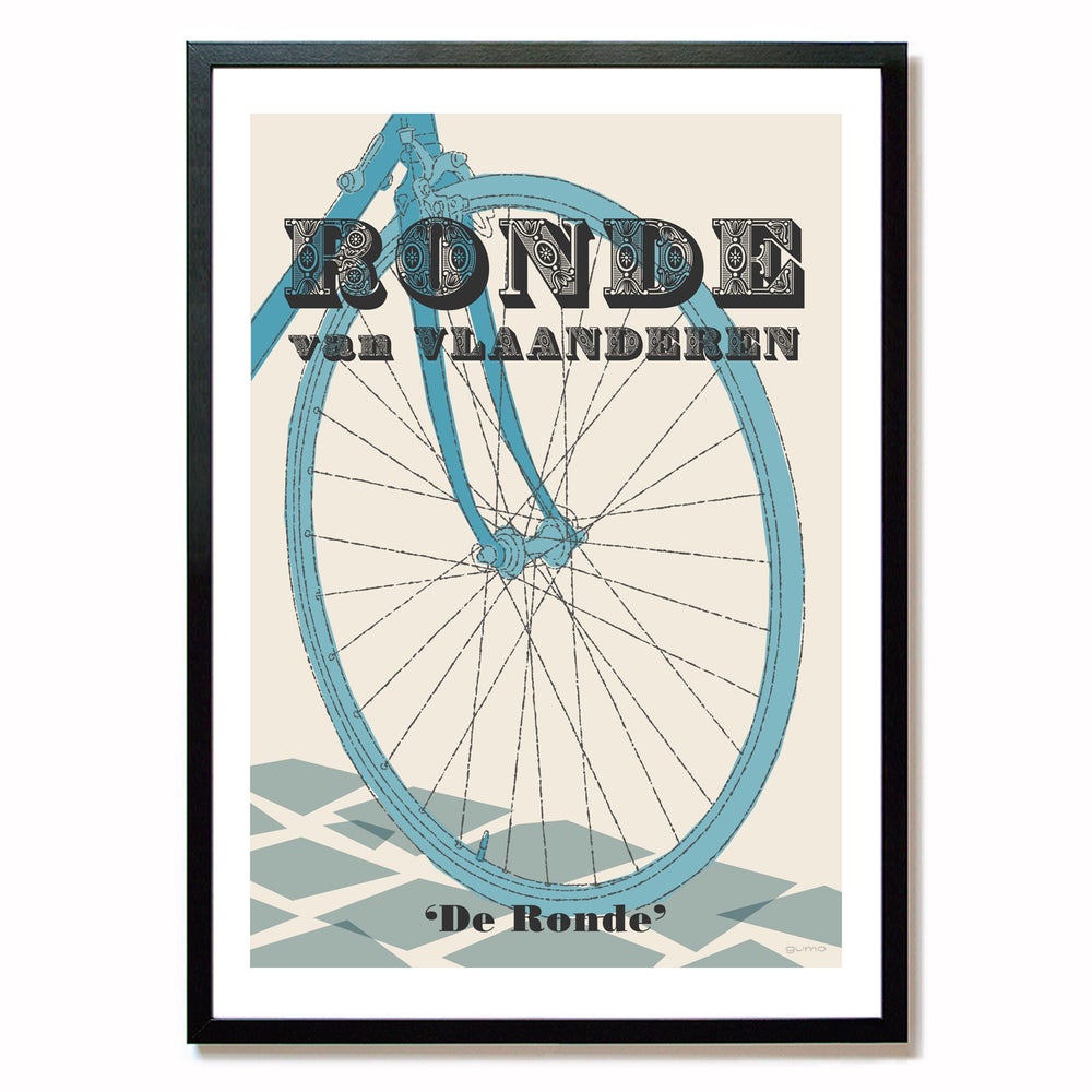 Tour of Flanders Cycling Poster, Size A2, with black frame