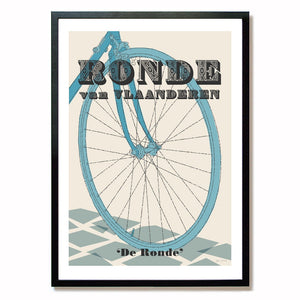 Tour of Flanders Cycling Poster, Size A2, with black frame