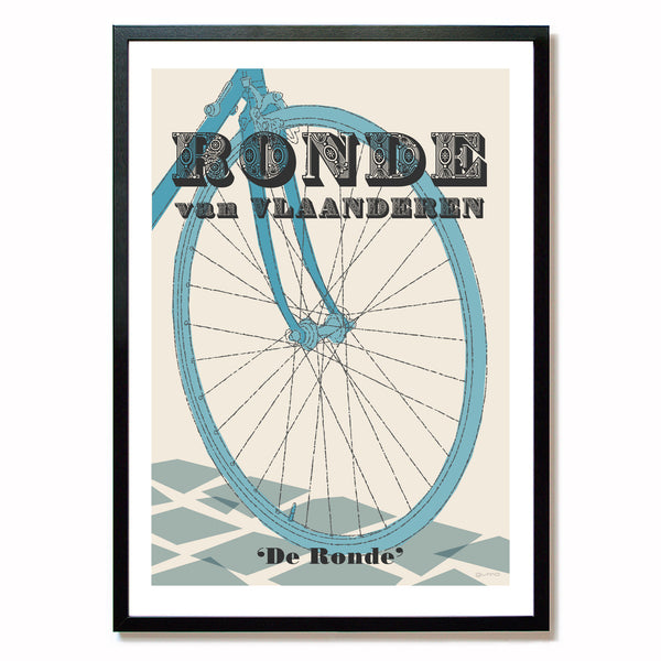 Tour of Flanders Cycling Poster, A2 framed