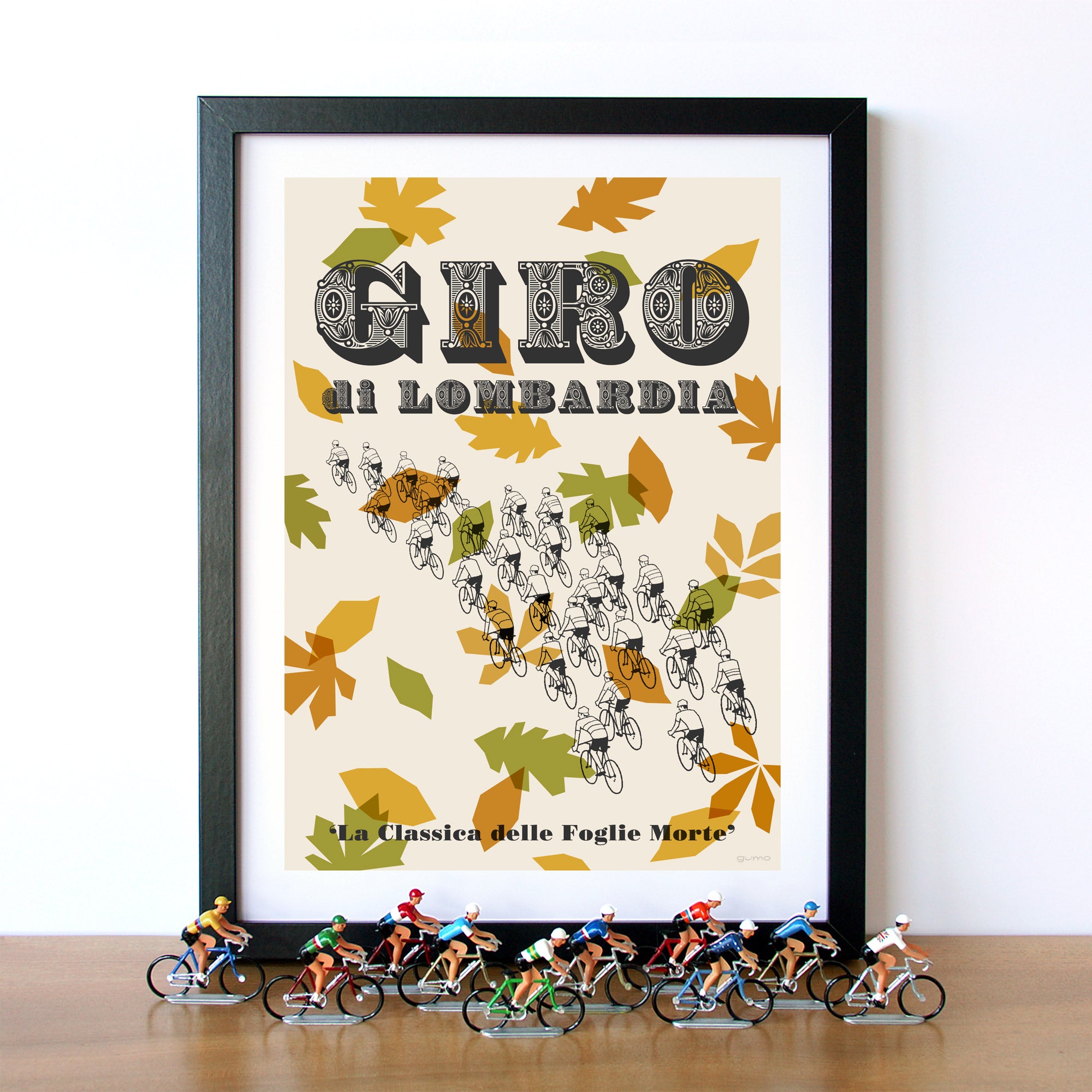 Giro di Lombardia cycling print, framed