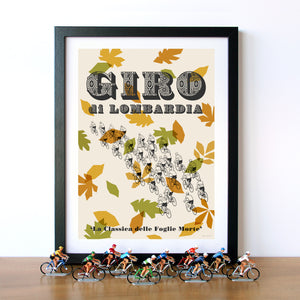 Giro di Lombardia cycling print, framed