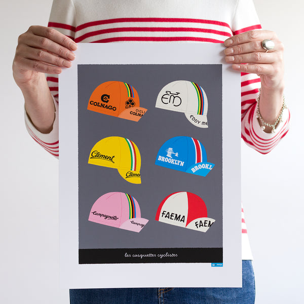Classic Cycling Caps Print, 30 x 40 cm